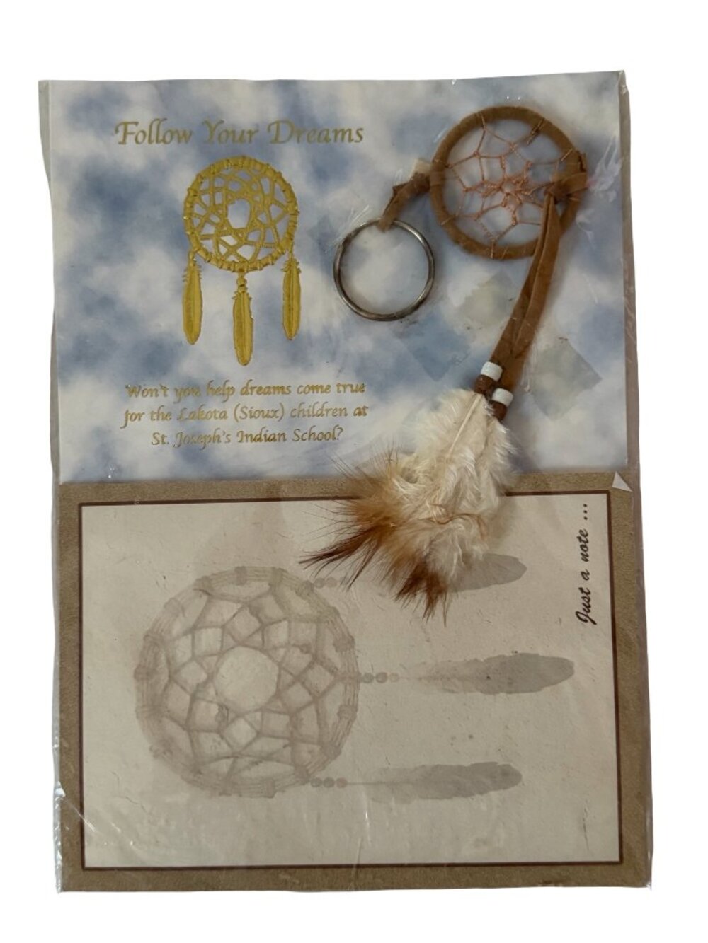 St. Joseph's Indian School Dreamcatcher Keychain Note Pad Set Lakota Sioux Donat